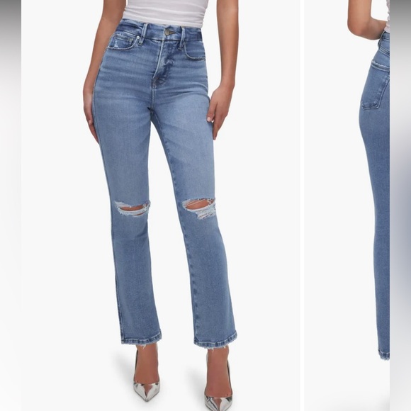 Good American Good Curve Straight Leg Jeans - Picture 1 of 9